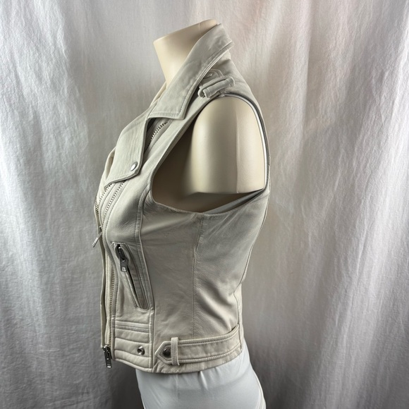 IRO Suga lamb leather moto vest in a light off-white or "bone" color 36(US 4) - Picture 7 of 13